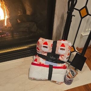 Santa Blanket Set - Red and White